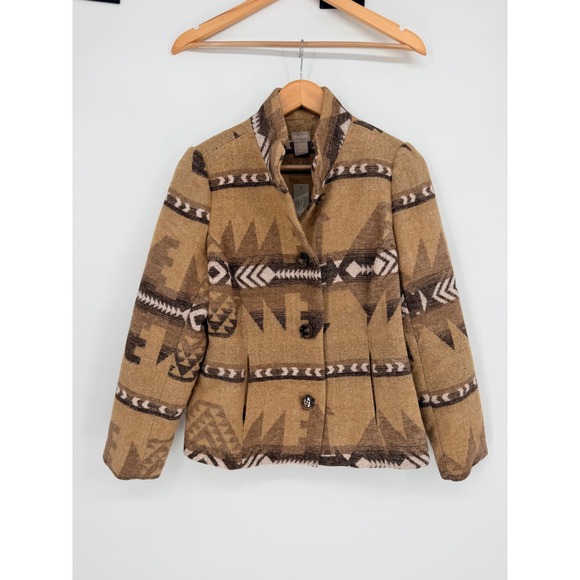 Chico's Jackets & Blazers - Chico's Patterned Blanket Coat 0 Beige Multi Southwestern Aztec Cabin Core Boho